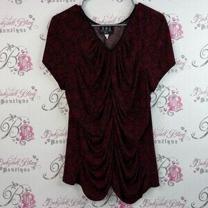 New woman design T-shirt draping style floral Women's Red and Black Blouse
